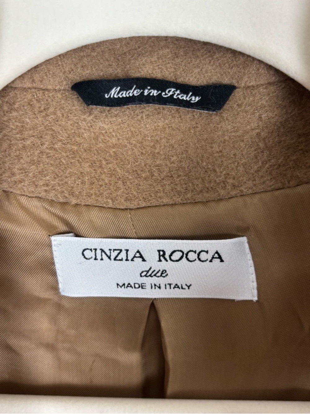 Cinzia Rocca Long Coat Baby Alpaca & Wool Women’s Size US 12 Brown Pockets - Picture 4 of 7